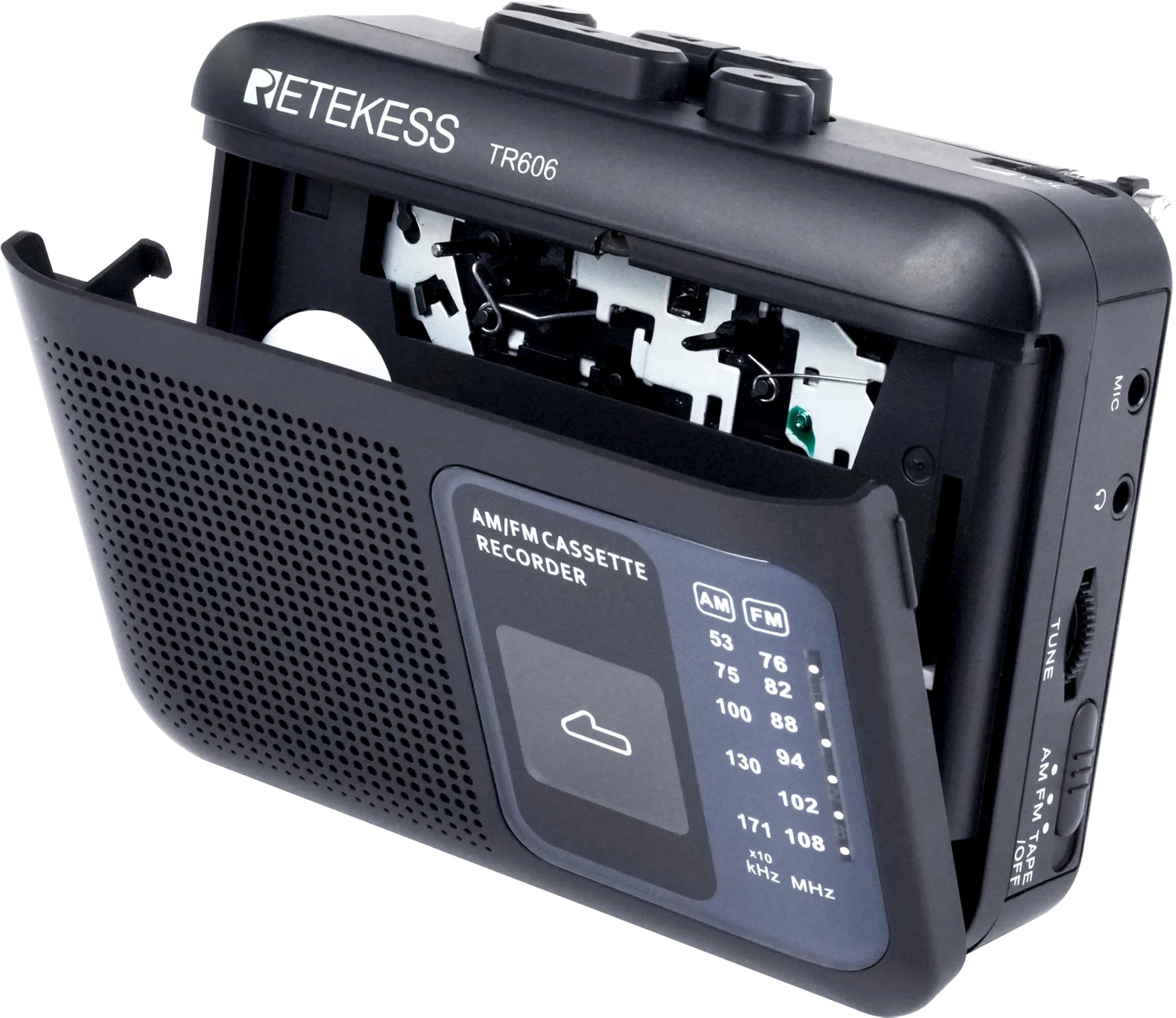 Retekess TR606 Cassette Player, Portable Radio, FM AM Radio with Cassette,Record to cassette and PC,Supports Fast Forward and Rewind,Suitable for Music Lovers of All Ages(Black)