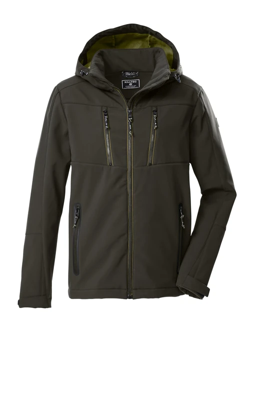 Killtec KOW 79 MN SFTSHLL JCKT 43323-000 Men's Softshell Jacket with Zip-Off Hood Dark Olive L - Image 1