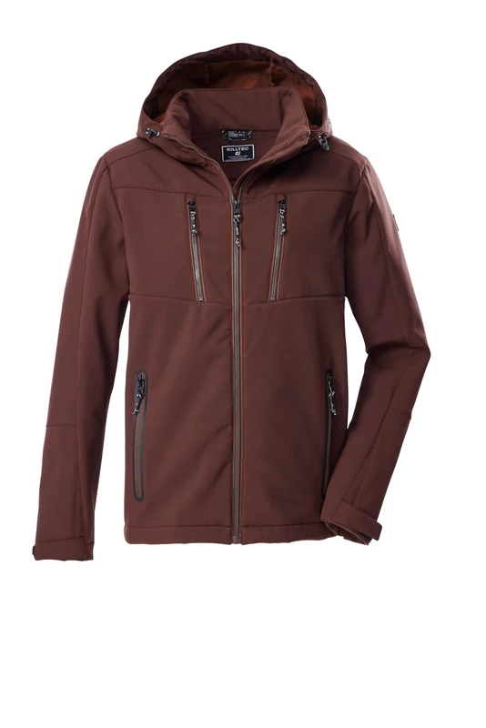 Killtec KOW 79 MN SFTSHLL JCKT Men's Softshell Jacket with Zip-Off Hood, Mahogany, S, 43323-000