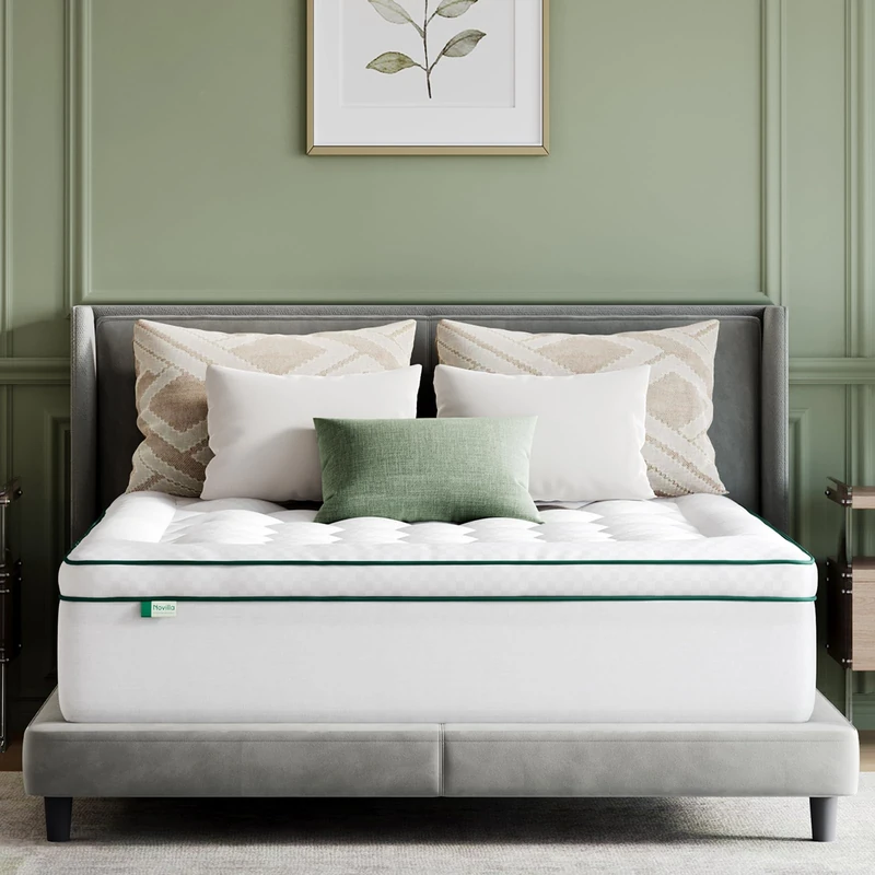 Novilla Mattress Topper 160 x 200 cm, Ultra Soft Polyester Durable Breathable 3D Mattress Topper Super Soft Fluffy Mattress Cover White