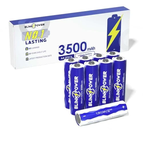 Blinkspower Lithium Batteries AA 9 Pack 3500mAh Non-Rechargeable, 1.5V