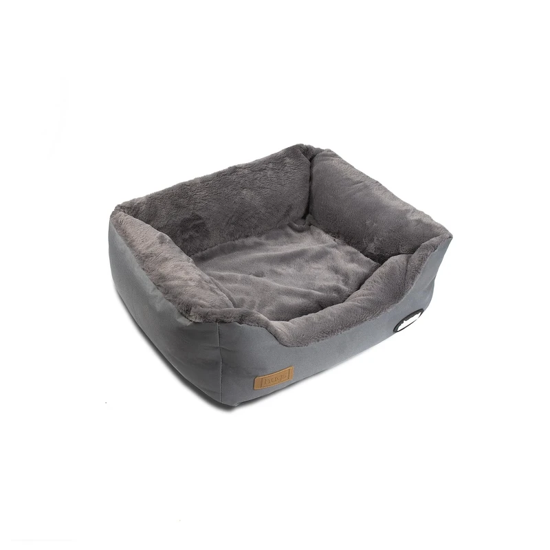 Happy Pet Oxford Slate Grey Bed for Dogs Orthopaedic Foam Joint Support Removable Cover Ideal for Arthritis & Senior Pets - 78 x 60 x 28cm