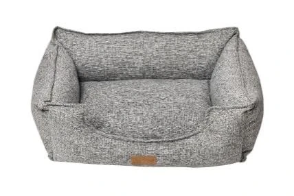 Happy Pet Classic Oxford Stone Grey Square Pet Bed Soft Cozy Eco Friendly Design with Recycled Filling Machine Washable Pet Lounger - 95 x 75 x 28cm