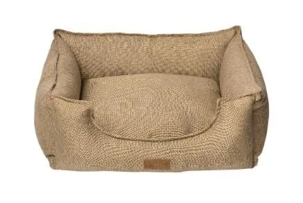 Happy Pet Luxury Linen Oxford Square Pet Bed in Camel Breathable Durable Comfortable Cozy Eco Friendly Lounger - 95 x 75 x 28cm