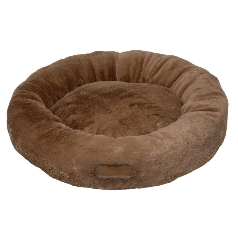 Happy Pet Snuggler Pet Bed in Mink with Recycled Silicone Fill Cozy Stylish Plush Machine Washable Lounger Eco Friendly Spacious Mattress - 90 x 90 x 18cm