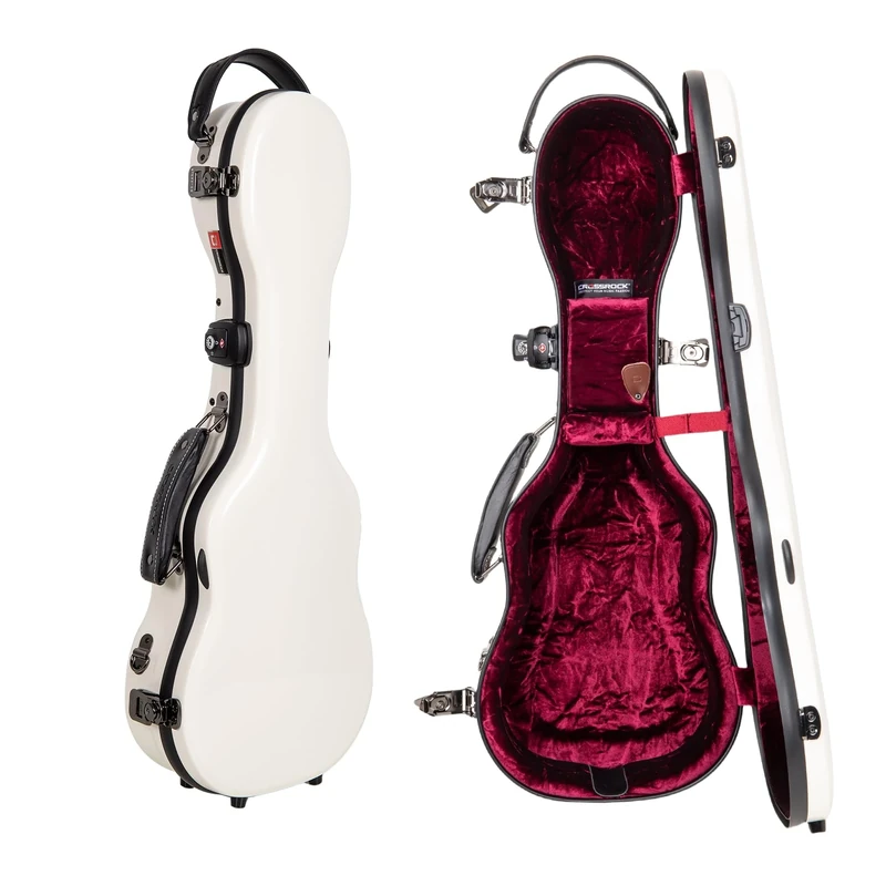Crossrock Concert Ukulele Case - 100% Fiberglass Hardshell with Brand Latches, TSA Lock, Accessory Compartment, and Detachable Straps-Milky White (CRF2030CUMW)