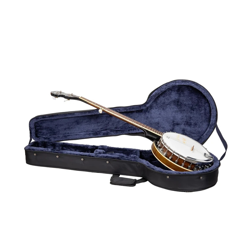 Crossrock Lightweight Foam Case fits 5-String Resonator & Gibson Tenor Banjo- with Detachable Straps, Accessory Compartment & External Pocket-Black(CRP200BJBK)