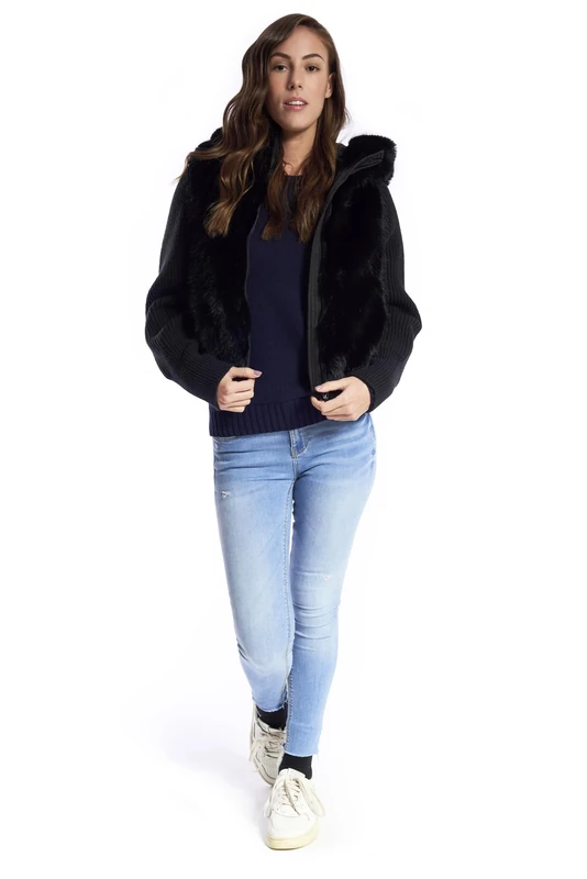 ICEPORT Women's Padded Jacket Black Fur