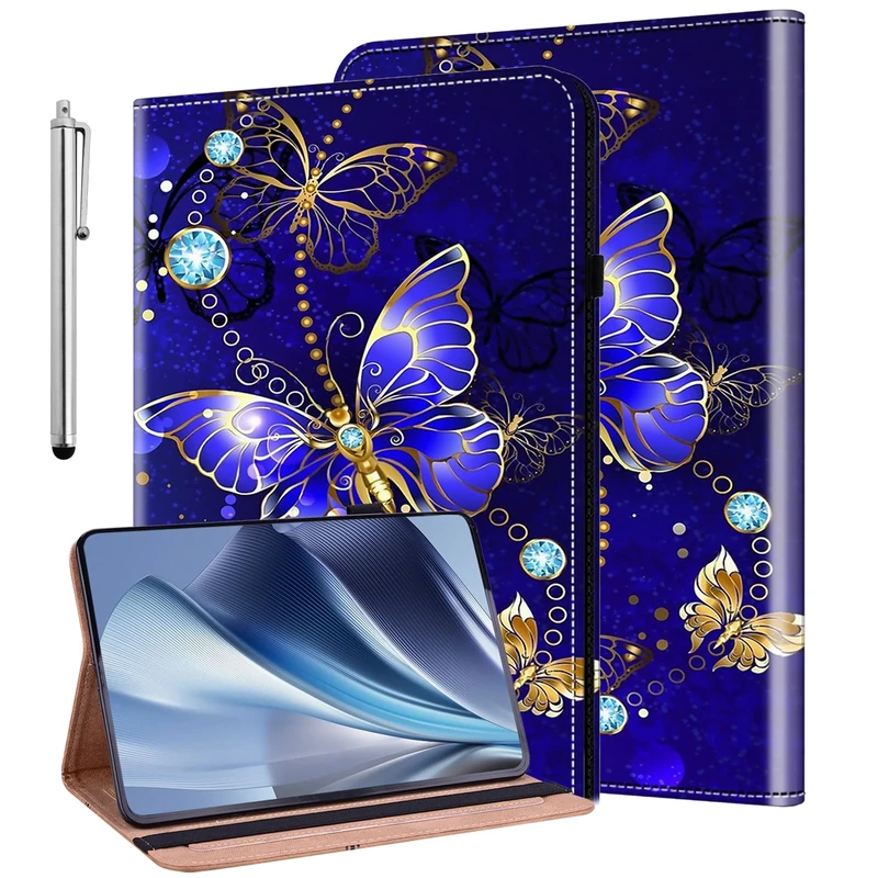 KEDBBAO Case for Samsung Galaxy Tab S10 Lite/ S10 FE 2025/ S9 FE 10.9 Inch/ S9 11 Inch 2023 with S Pen Holder, Flip Wallet Leather Shockproof Tablet Cover, Diamond Butterfly