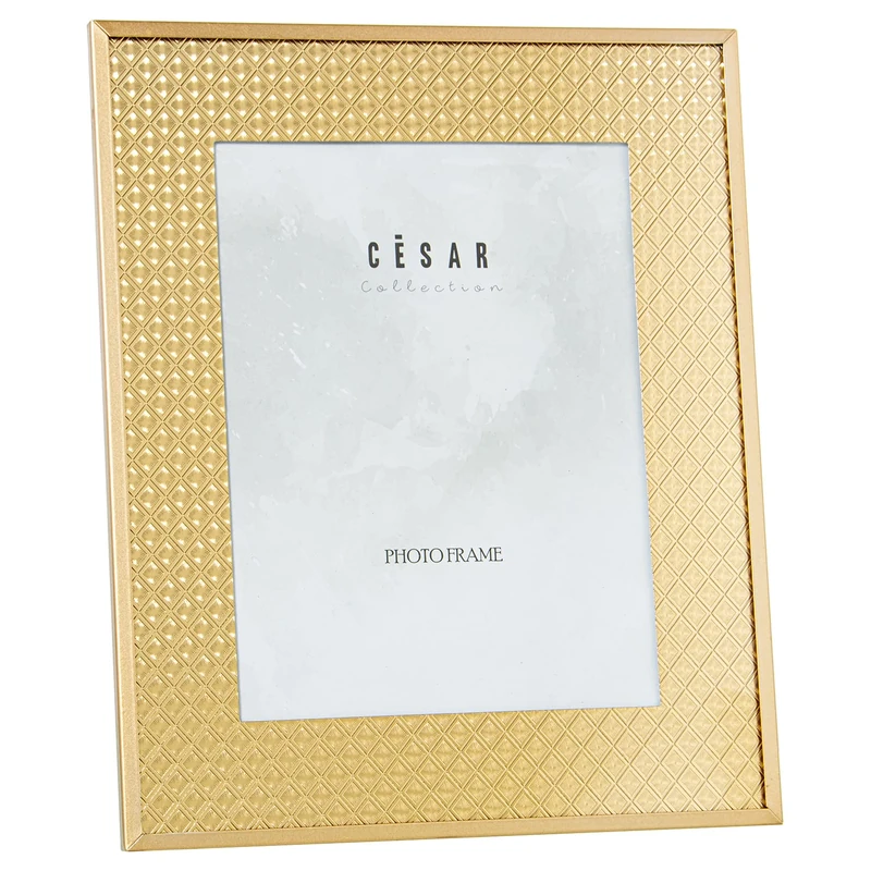 AlexandreHouse Photo Holder 20 x 25 cm Crystal with Metal Edges Dorado Ext: 28 x 33 cm - Image 1