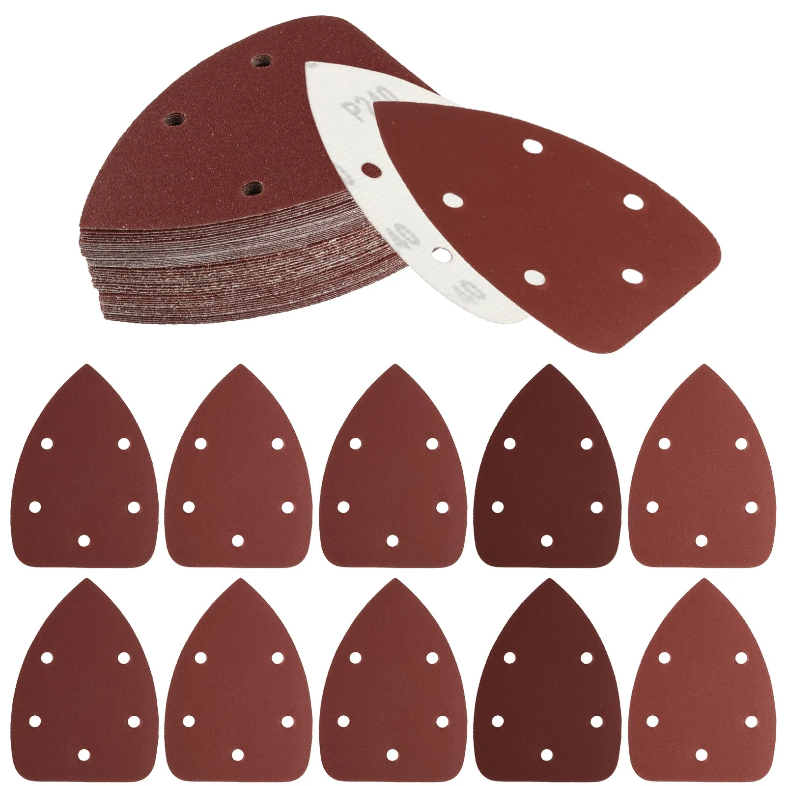 60 Multi Tool Sanding Pads, Triangle Mouse Sanding Pads for Mouse Sander Pads Sheets, 5 Hole Sanding Sheets Assorted 40/80/120/180/240/320 Grits Mouse Sandpaper for Electric Sander Detail Sander Pads