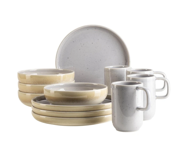 MÄSER, Candy Series Breakfast Set for 4 People, Pastel Colour and Modern Round Shape Tableware, Made in Portugal, Stoneware, Lilac
