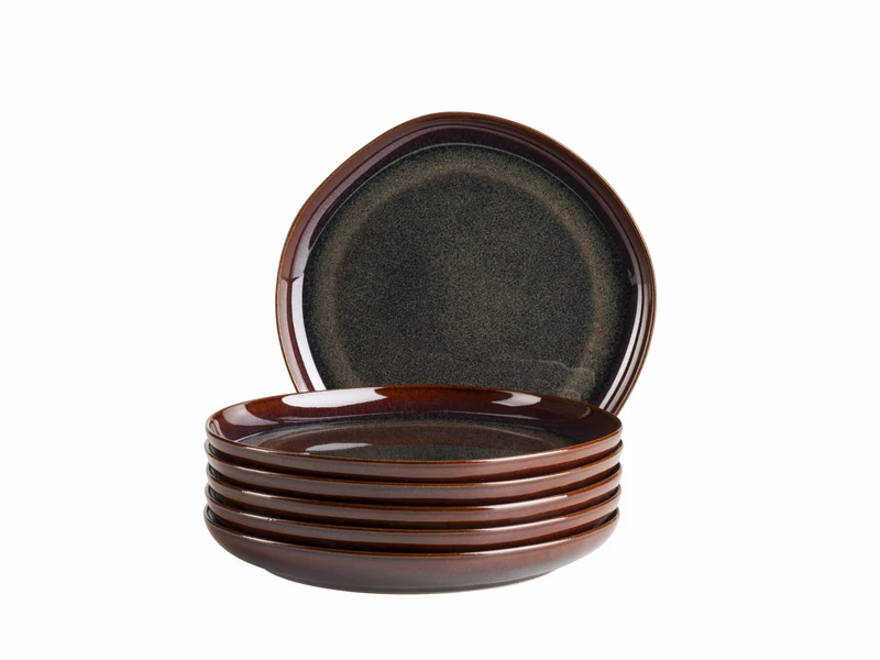 MÄSER Cordelia Series Dessert Plate Set for 6 People Made of High-Quality Stoneware, 6-Piece Dinner Service, Irregular Tableware Shapes, Stoneware, Tropical