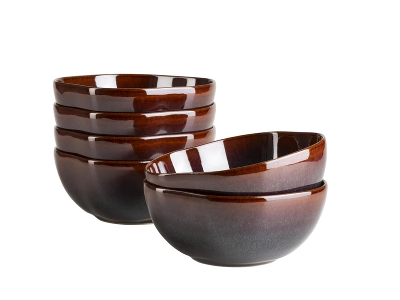 MÄSER Cordelia Series Bowls for 6 People Made of High-Quality Stoneware, 6-Piece Bowl Set; Irregular Crockery Shapes; Stoneware, Tropical