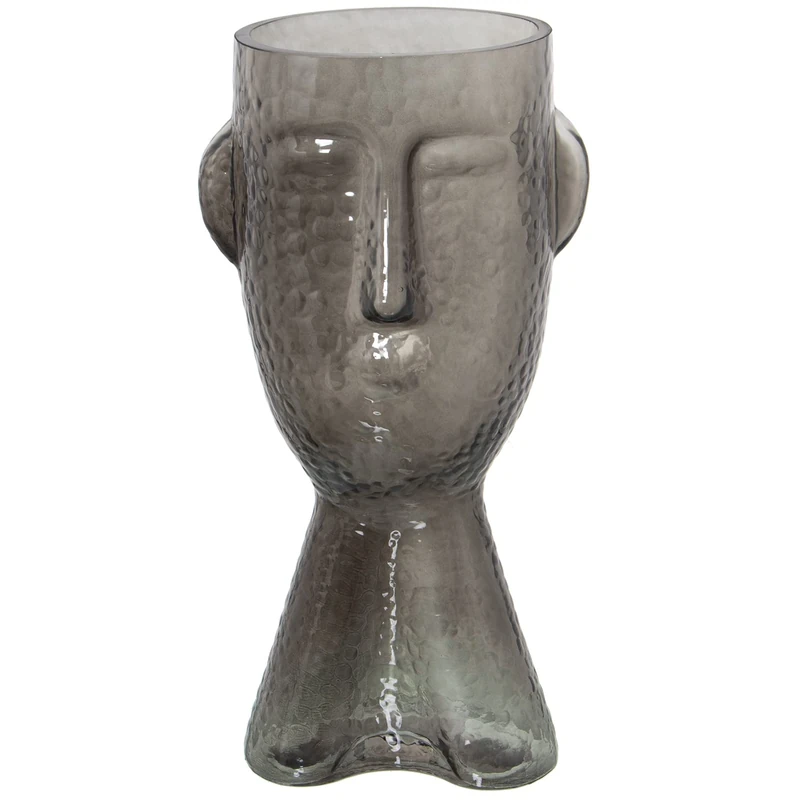 JARRÓN CRYSTAL GRIS ROSTRO 15X13X32CM