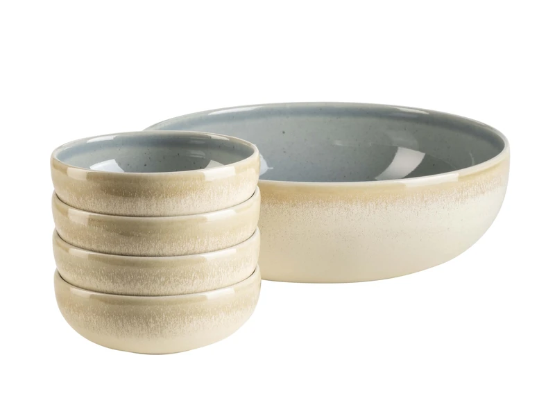 MÄSER, Candy Series Dinner Service for 4 People, Plate Set in Modern Round Shape, Pastel Colours, Made in Portugal, Stoneware, Blue