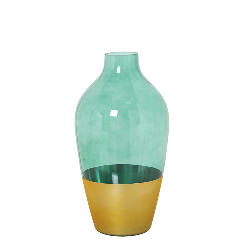 JARRÓN Crystal Dorado/Green °15X28cm, Mouth: °5CMBASE: °8.5C - Image 1