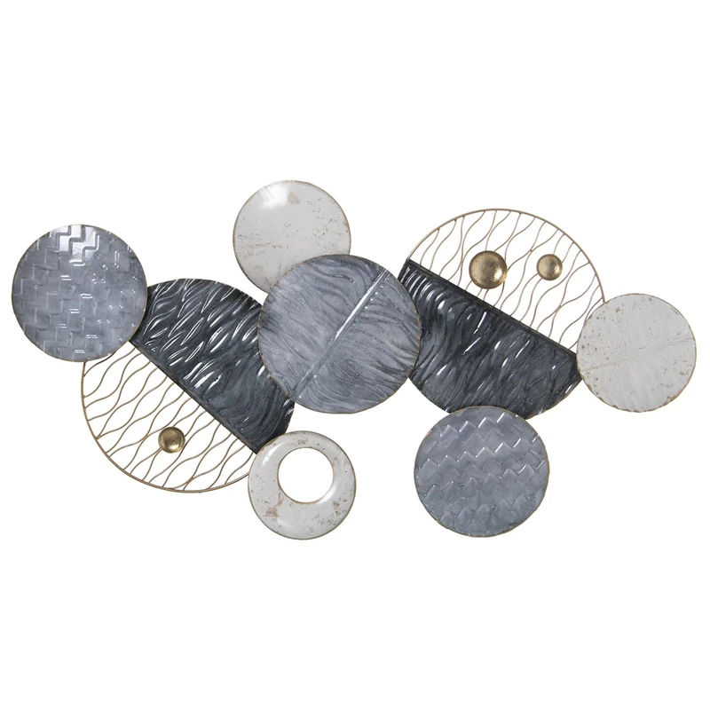 Adorno PARED Metal CIRCULOS GRIS/Blanco/Dorado 91X4.5X49CM