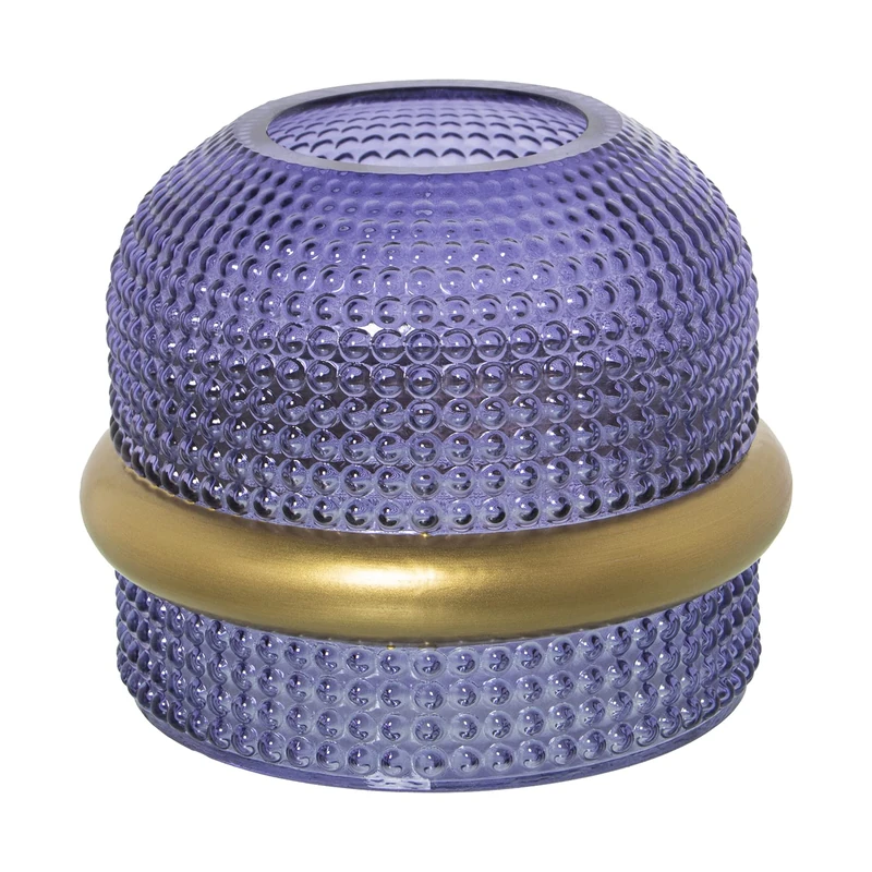 JARRÓN Crystal Azul Aro Dorado 17 x 15 cm, Mouth: 7.5 cm