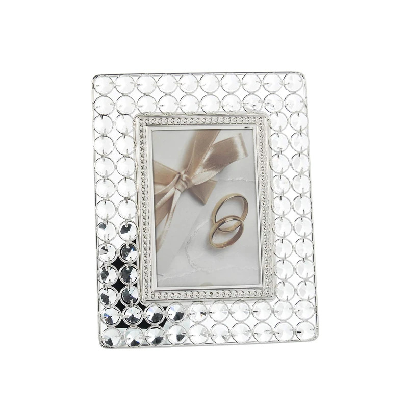 AlexandreHouse Photo holder 10 x 15 cm metal platedado crystal transparent ext: 20 x 26 x 2 cm, mat: Hierro + Cris