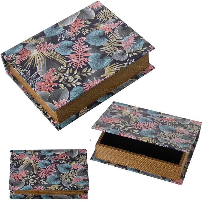 Set of 3 Bookcases Madera Décor DM/LONA Polyester Houses 30 x 24 x 8 + 24 x 18 x 6 + 18 x 12 x 4 cm