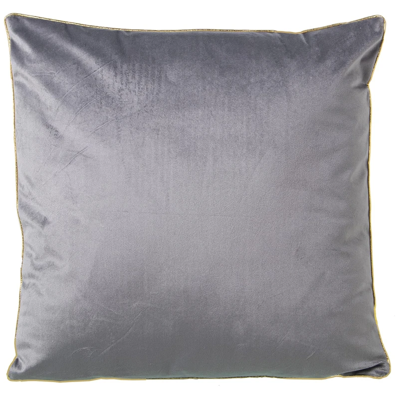COJÍN TERCIOPELO GRIS 45X45CMC/CREMALLERA 45X45CM with RIBETE Dorado - Image 1