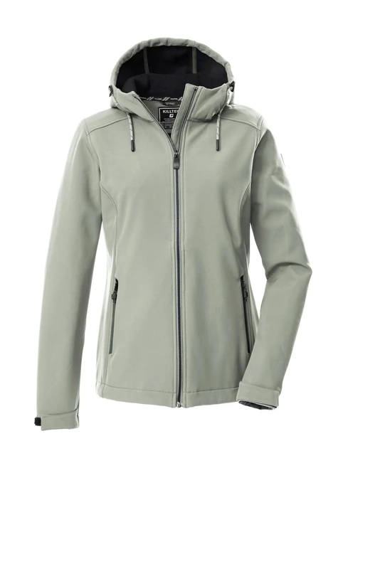 Killtec KOW 8 WMN SFTSHLL JCKT Women's Softshell Jacket with Hood, Light Sage, 44, 43300-000