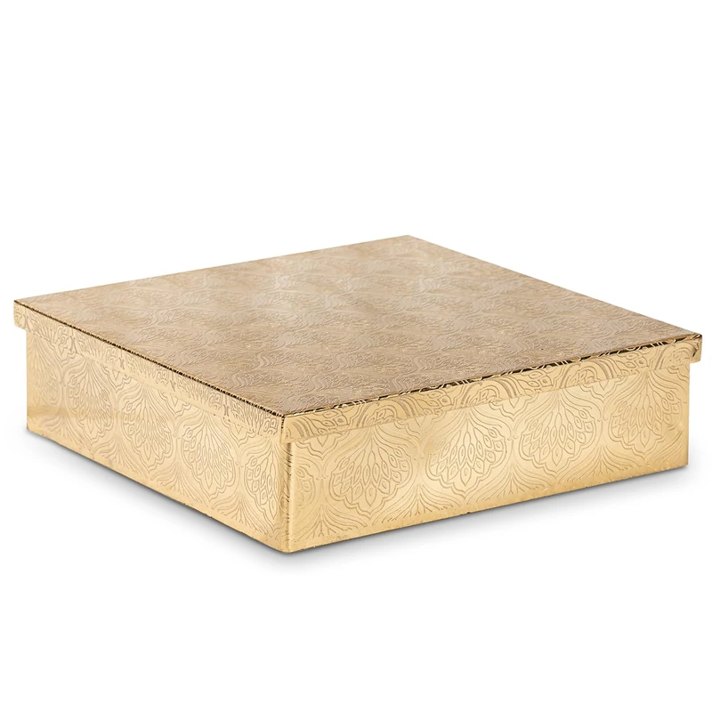AlexandreHouse CAJA MADERA/METAL DORADO_19X19X6CM - Image 1
