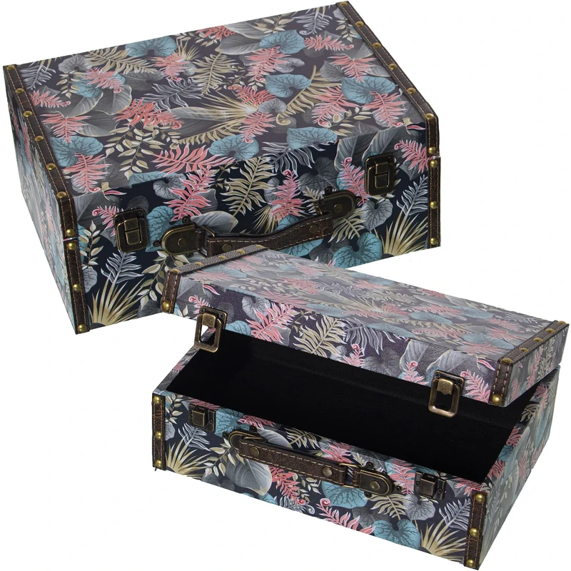 AlexandreHouse Set of 2 Mallas Decorations Madderadm/Lona Polyester HOJAS 34.5 x 24.5 x 14 + 30 x 20 x 11.5 cm - Image 1