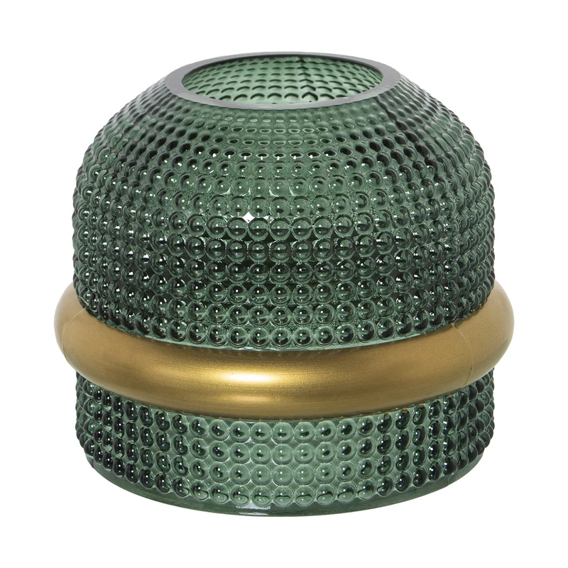 Garron Crystal Green Aro Dorado 17 x 15 cm, Mouth: 7.5 cm - Image 1