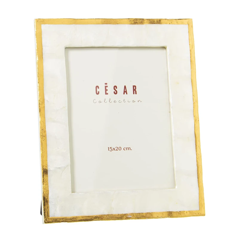 AlexandreHouse Photo Holder Nácar 15 x 20 cm Natural Gold Thread PINTADO_EXT:22 x 27.5 x 1 cm - Image 1