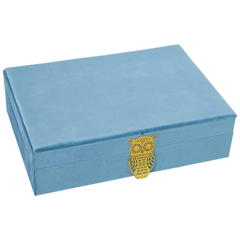 AlexandreHouse CAJA JOYERO AZUL TERCIOPELO 28X20X7CM - Image 1