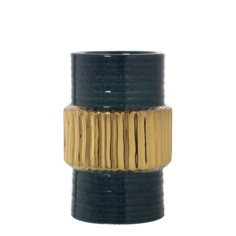 JARRÓN CERÁMICA OSC./Gold 15X23CM - Image 1