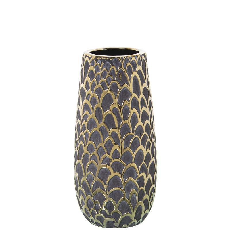 JARRÓN CERÁMICA GOLD/GRIS Dark 14X29 cm - Image 1