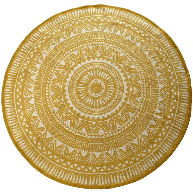 AlexandreHouse ALFOMBRA ALGODÓN CIRCULAR IMPRESA AMARILLA_° 120 cm