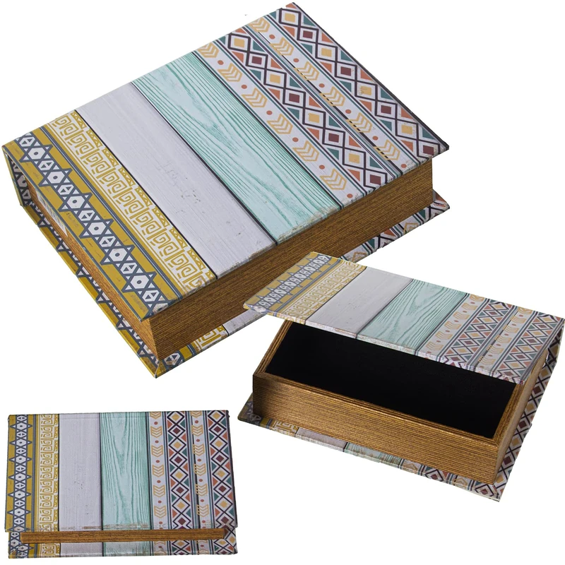 Set of 3 Bookcases Madera Décor DM/LONA Polyester 30 x 24 x 8 + 24 x 18 x 6 + 18 x 12 x 4 cm - Image 1