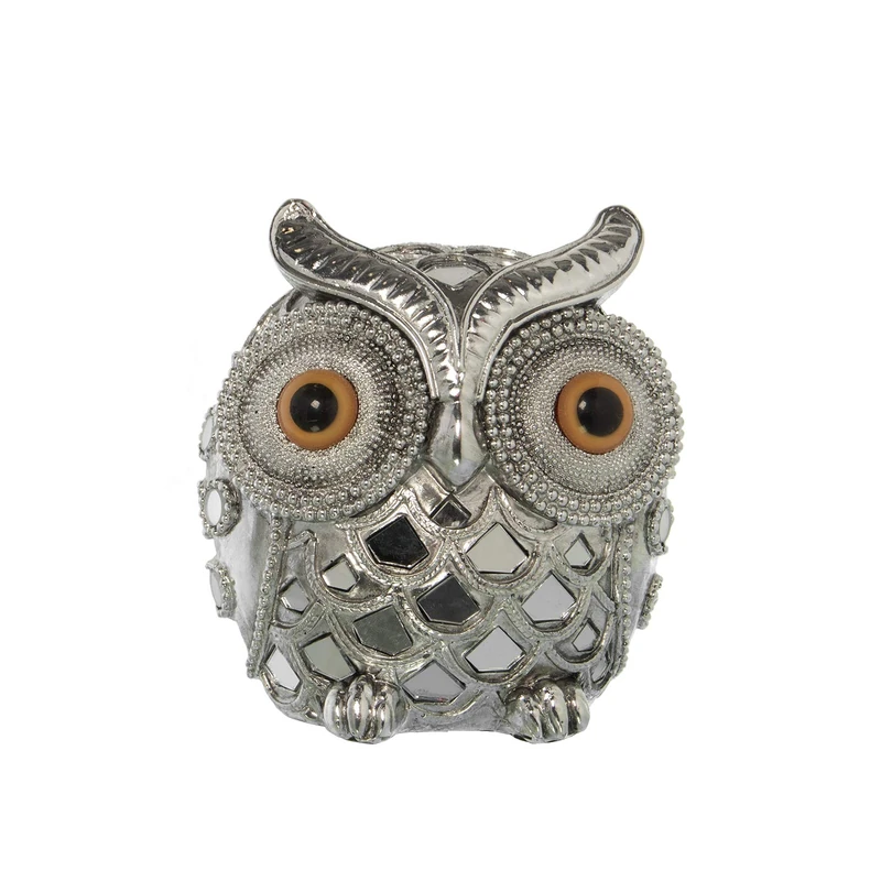 Figure Buho Resin Plateada 11 x 10.5 x 12 cm - Image 1