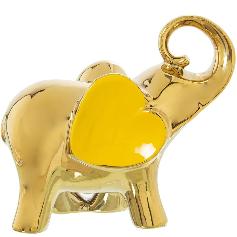 AlexandreHouse Ceramic Dorado/Amarillo Elephant Figure, 27 x 12 x 25 cm - Image 1