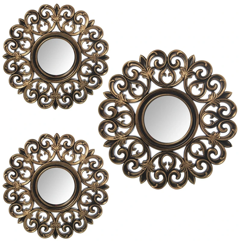 Set of 3 Adornos Walls Melaminadorada C/ESPEJO_°35CM1PZ, °25CM-2PZS - Image 1