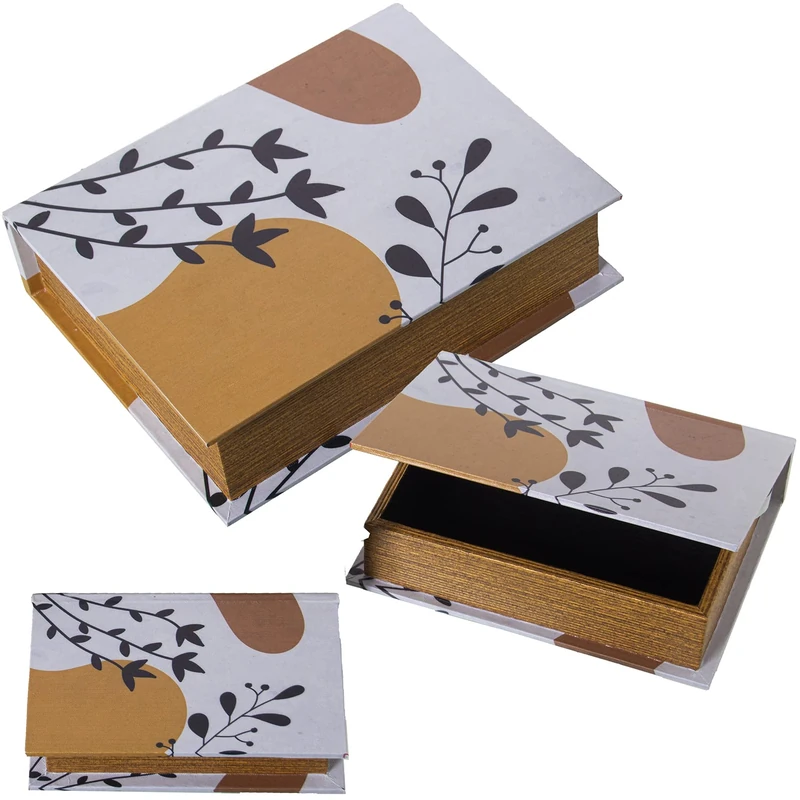 Set of 3 Book-Boxes Decorations DM/LONA Polyester 30 x 24 x 8 + 24 x 18 x 6 + 18 x 12 x 4 cm - Image 1