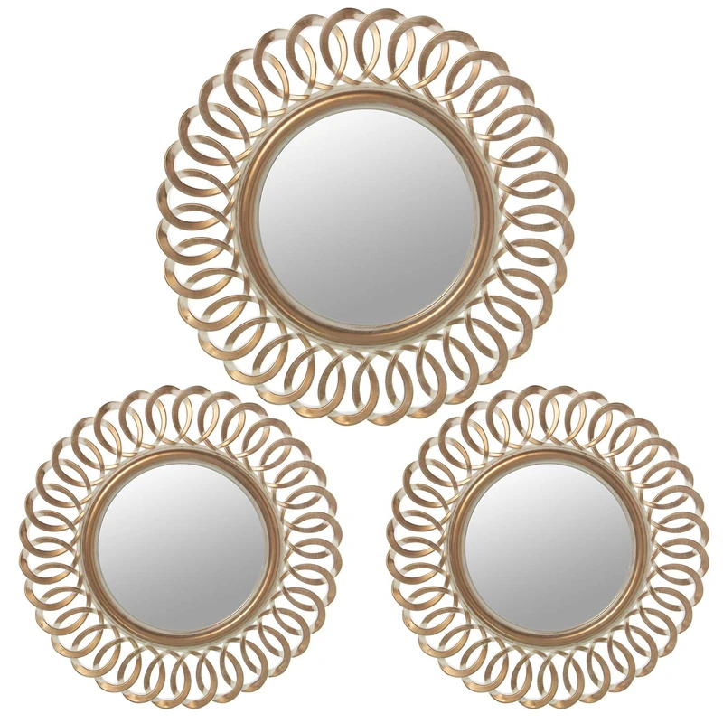 AlexandreHouse Set of 3 ADORNOS PARED MELAMINE BLANCA C/ESPEJO_2 DE °25 cm + 1 DE 35 cm