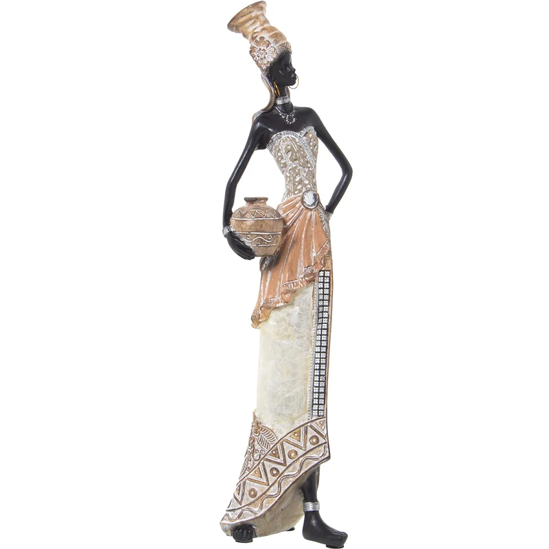 AlexandreHouse Figure Resin AFRICAN BLANCA/Dorada 12 x 11 x 46 cm