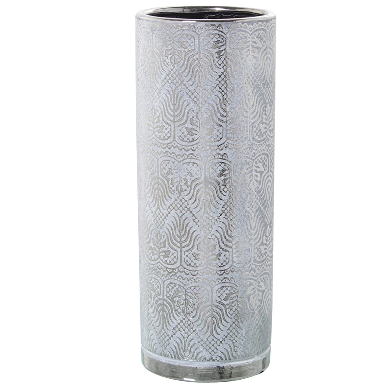 JARRÓN CERÁMICA BLANCO/PLATA °14X36CM - Image 1