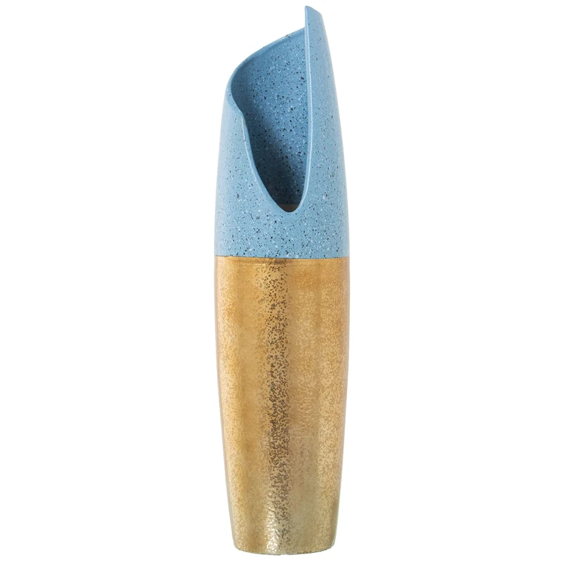 AlexandreHouse JARRÓN CERÁMICA DORADO/AZUL °14X55CM