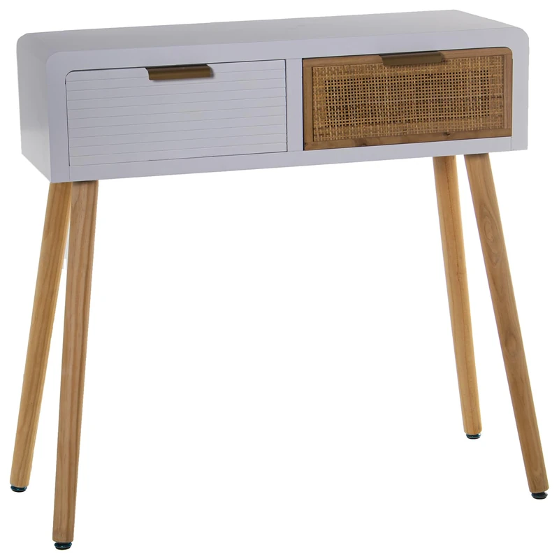 AlexandreHouse MESA Entrada Madera 2 Castonesblanco/Rat 80 x 30 x 78 cm, Spruce + DM+Rat - Image 1