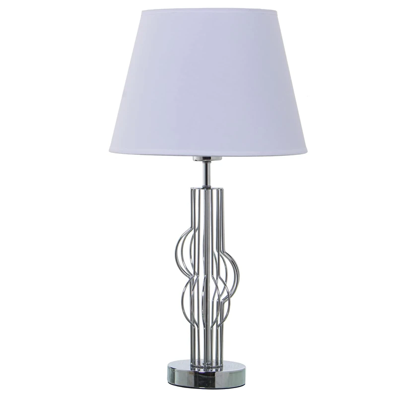 Table LAMP Metal Silver+92205, 1XE27,MAX.40W NO in °30X57CM, Base:°12X38CM