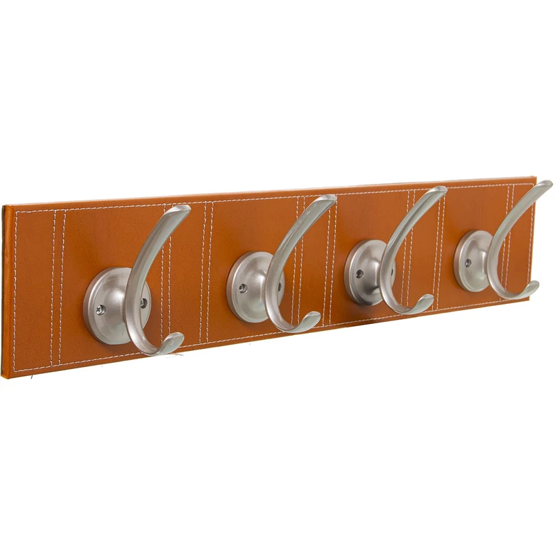 AlexandreHouse Marron Claroc/4 Ganchos Metal 60 x 9 x 12 cm, Surfaces: 1 cm Grosor