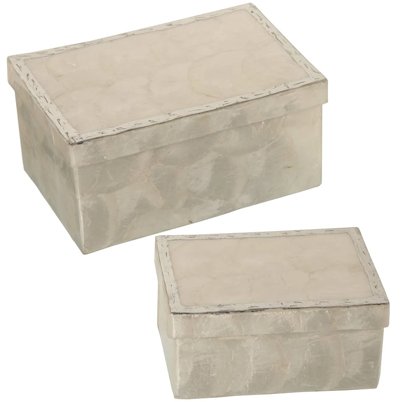 Set of 2 Rectangular Nácarnatural Wire Boxes Pincado_21 x 11 x 10 + 16 x 11 x 8 cm