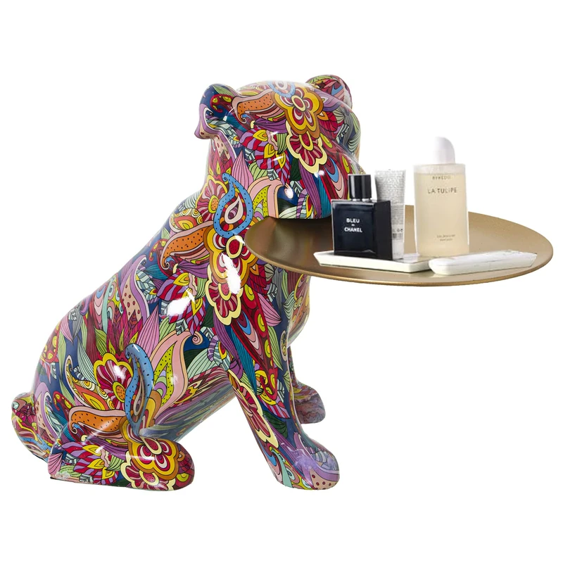 Perro Resin Figure Graphite C/Bandeja 35 x 32 x 29 cm, Bandage: 20 cm - Image 1