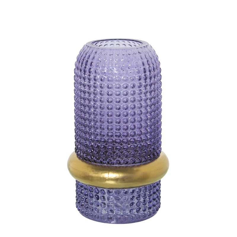 JARRÓN Crystal Azul ARO Dorado ° 11X20 cm, Mouth: 5.5 cm